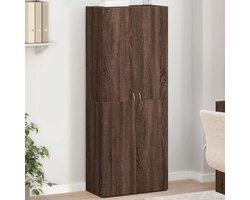 Bruine Eiken Archiefkast – Hoge Opbergkast 60x32x153 cm van Technisch Hout, Vloerstaande Kantoorkast voor Documenten, Bestanden en Papieren