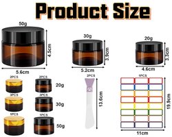 Bruine glazen potten - set van 12 - 20/30/50 ml - glas