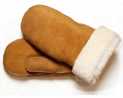 Bruine Lammy wanten suede voor volwassenen - Handschoenen schapenwol 8 (L - 20,5 cm)