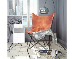 Bruine Leren Vlinderstoel – Accentstoel – Fauteuil – Armstoel – Leunstoel – Echt Leer – Comfortabele Zitting – Stijlvolle Woonkamerstoel