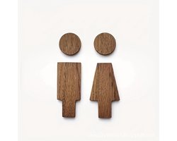 Bruine zelfklevende houten WC-bordjes - bordjes voor dames- en herentoiletten, geschikt voor toiletten, badkamerdeuren en -wanden, wasruimtes, wastafels en kastbordjes. Geschikt voor thuis en op kantoor.