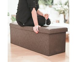 Bruine zitbank - Modern design - Opbergruimte - 1 stuk - Kernisch linnen