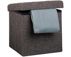 Bruine zitkubus - modern design - multifunctioneel - 1 stuk - linnen - 38x38x38 cm