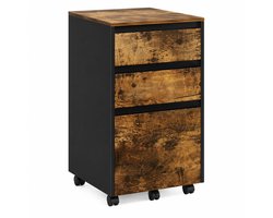 Bruinsma INEX Archiefkast - Kantoorkast - Kast - Archiefkasten - Ladekast - Rolcontainer - 4 Lades - 40Lx40Bx70H CM - Donker Eiken