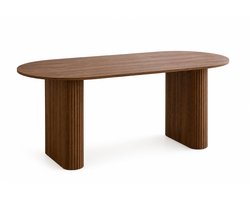 Bruinsma INEX Eettafel - Eettafel Ovaal - Moderne Eetkamertafel - Houten MDF Keukentafel Voor 6 Personen - 160Lx90B CM - Donkerbruin