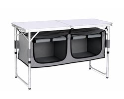 Bruinsma INEX Picknicktafel - Campingtafel Inklapbaar - Campingkeuken - 3 Hoogtes - Opbergruimte - 120Lx47Bx54.5/62/70H CM - Wit