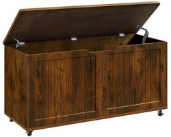 Bruinsma INEX Speelgoedkist - Opbergbank - Dekenkis - Opbergkist op Wielen - Veiligheidsscharnieren - 100Lx40Bx50H CM - Bruin