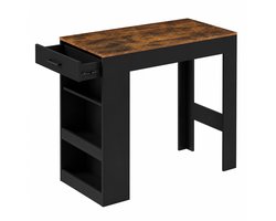 Bruinsma INEX Tafel - Bartafel Keuken - Bistrotafel - Keukentafel - Eettafel Voor 2 Personen - 100Lx50Bx100H CM - Zwart - Houtlook