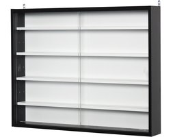 Bruinsma INEX Wandkast - Kast - Showcase voor collecties - Hangkast - Glazen deuren - 4 Verstelbare planken - 80Lx9,5Bx60H cm - Zwart