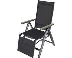 Brulo - Aluminium ligstoel tuin - ligstoel - strandstoel opvouwbaar - tuinstoel - polywood-Grijs -zwart