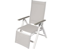 Brulo - Aluminium ligstoel tuin - ligstoel - strandstoel opvouwbaar - tuinstoel - polywood Wit-lichtgrijs