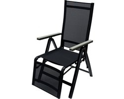 Brulo - Aluminium tuinstoel - ligstoel - strandstoel opvouwbaar - tuinstoel - polywood ZWART