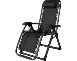 brulo - ligstoel tuin - ligstoelen - strandstoel opvouwbaar - tuinstoel - incl tafel en hoofdkussen-zwart