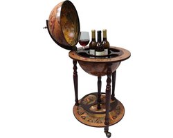 Brulo - Wereldbol - Globebar - Hout - Bruin - Carthago - 36 cm diameter