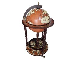 Brulo - Wereldbol - Globebar - Hout - Bruin - Elcano - 33 cm diameter bar