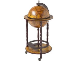Brulo - Wereldbol - Globebar - Hout - Bruin - vespucci - 36 cm diameter