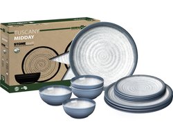 Brunner - Camping Serviesset - Tuscany - Midday - 12 delig - Melamine - Vaatwasserbestendig - BPA-vrij