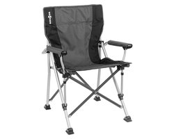 Brunner Klapstoel Raptor - Zwart/Grijs - Opvouwbare Campingstoel - Stalen Frame - Lichtgewicht 4,6 kg - 110 kg Draagkracht - 94 x Ø16 cm Ingeklapt
