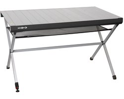 Brunner Titanium Axia 4 - Campingtafel 122 x 62 x 72 cm - Oprolbaar aluminium blad - Verstelbare poot - Mesh opbergnet