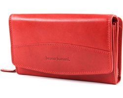 bruno banani Leren Portemonnee Lavato Wallet with Flap Red Rood