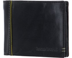bruno banani Leren Portemonnee Wallet Black / Green Zwart
