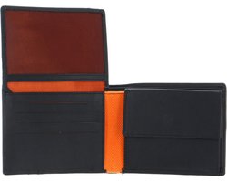 bruno banani Leren Portemonnee Wallet Black / Orange Zwart