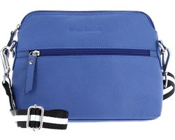 bruno banani Leren Schoudertas Crossbody Bag Blue Blauw