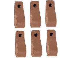 Brute Strength - Leren handgrepen voor meubels - Taupe - 6 stuks - 16,5 x 2,5 cm - Kastgreep, Deurgreep voor keuken, badkamer, kasten, dressoir, hout