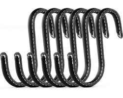 Brute Strength - Leren S-haken - Zwart - 6 stuks - Kledinghaak – Leer - kapstokhaak - Ophanghaken – handdoekhaakjes