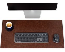 Brute Strength - Luxe Bureau Onderlegger Kunstleer - Cognac - Bureau Organizer - 80x40 cm - Thuiswerken - Bureaumat - Kantoor accessoires - Computer mat