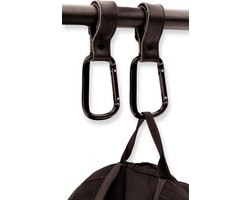 Brute Strength – Multifunctionele klittenband haak- Zwart - 2 stuks - Tassenhaak - Stroller straps – Buggy haak - Tassenhanger - Kinderwagen Tashaak – Buggy accessoires - Karabijnhaak - Golf handdoek haak - Musketonhaak