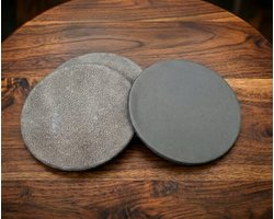 Brute Strength - Onderzetters voor glazen - Leer - Grijs - Rond - 10 stuks - Grijze leren onderzetters - Ronde onderzetter leer - lederen onderzetters - onderzetters grijs leer