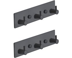 Brute Strength - RVS Kapstok 3 - haaks (set van 2 stuks) - Schroeven - Mat Zwart - Wandkapstok – haakjes - Muurkapstok - Handdoekrek