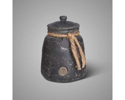 Brynxz Pot and Top with Rope Basalt- Brynxz stenen pot- Moederdag- decoratieve pot- keramieke pot met deksel