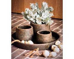 Brynxz Schaal met 3 theelichtjes- Set with Plate and 3 Cups Majestic Brown- Moederdag- Sfeervol- Woondecoratie- Sint- Kerst