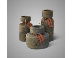Brynxz Set of 3 bottles leather Rope Majestic Brown- Set van 3 vaasjes- Woondecoratie- Moederdag- vaas- sfeervol