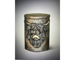 Brynxz stenen Voorraad pot L met schotse hooglander - stoer sober- moederdag- kerst- sint- woondecoratie- interieur- sfeervol