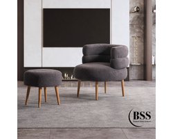 BSS Barel - Fauteuils - Moderne Zitset - Fauteuil - Scandinavisch Design Poef - Luxe Loveseats - Armchairs voor Woonkamer of Balkon - Antraciet