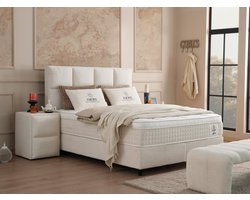 BSS Bedding Amore - Complete Boxspring - Boxspring - Boxspring met Opbergruimte - Bedden - Slaapkamerbed - 1 x Matras met Topper - 2 x Bedbox - 1 x Hoofdbord - Vlekbestendige & Gemakkelijk te Reinigen Stof