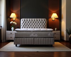 BSS Bedding Antraciet Fluffy - Complete Boxspring - Boxspring - Bedden - 140x200 - Slaapkamerbed - 1 x Matras met Topper - 2 x Bedbox - 1 x Hoofdbord - Antraciet