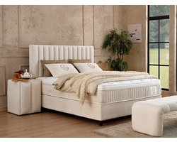 BSS Bedding Bellezza - Complete Boxspring - Boxspring - Boxspring met Opbergruimte - Bedden - Slaapkamerbed - 1 x Matras met Topper - 2 x Bedbox - 1 x Hoofdbord - Vlekbestendige & Gemakkelijk te Reinigen Stof
