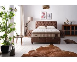 BSS Bedding Comfizone - Bed Boxspring Set - 140x200 - Complete Boxspring - Slaapkamerbed - 1 x Matras met Topper, 2 x Bedbox, 1 x Hoofdbord