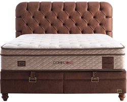BSS Bedding Comfizone - Bed Boxspring Set - Complete Boxspring - 180x200 - Slaapkamerbed - 1 x Matras met Topper, 2 x Bedbox, 1 x Hoofdbord