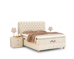 BSS Bedding Comfort - Boxspring - Inclusief Dekbed - Boxspring met Opbergruimte - Met Nachtkastjes - Matras met topper - 180x200 - Beige