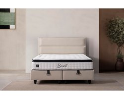 BSS Bedding Excelente - Bed Boxspring Set - Complete Boxspring - 160x200 - Slaapkamerbed - 1 x Matras met Topper - 2 x Bedbox - 1 x Hoofdbord