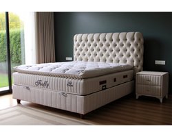 BSS Bedding Fluffy - Boxspring - Boxspring met Opbergruimte - Inclusief Dekbed - 140x200 - Beige