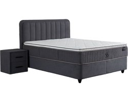 BSS Bedding Leobedd - Complete Boxspring - Boxspring - 180x200 - Boxspring met Opbergruimte - Bedden - Slaapkamerbed - 1 x Matras met Topper - 2 x Bedbox - 1 x Hoofdbord - Vlekbestendige & Gemakkelijk te Reinigen Stof