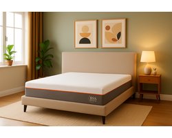 BSS Bedding Milan - Bedden - Onderbox & 22 cm 7-Zone Memory Foam Matras Set - Luxe Stoffering - 160x200 cm - Beige
