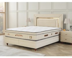 BSS Bedding Oxycore - Complete Boxspring - Boxspring 140x200 - Boxspring met Opbergruimte - Bedden - Slaapkamerbed - 1 x Matras met Topper - 2 x Bedbox - 1 x Hoofdbord -Vlekbestendige & Gemakkelijk te Reinigen Stof