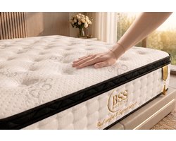 BSS Bedding Paris - Pocketvering Matras met Topper 160x200 cm - Inclusief Kussen - Orthopedisch - H3 Medium - 7 Zones - 32 cm Hoog - Rolmatras